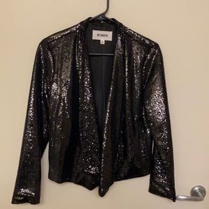 Black Sequin Draped Blazer Jacket